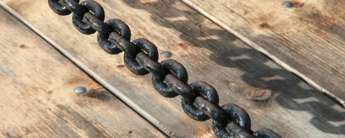Wood boards and a steel chain.